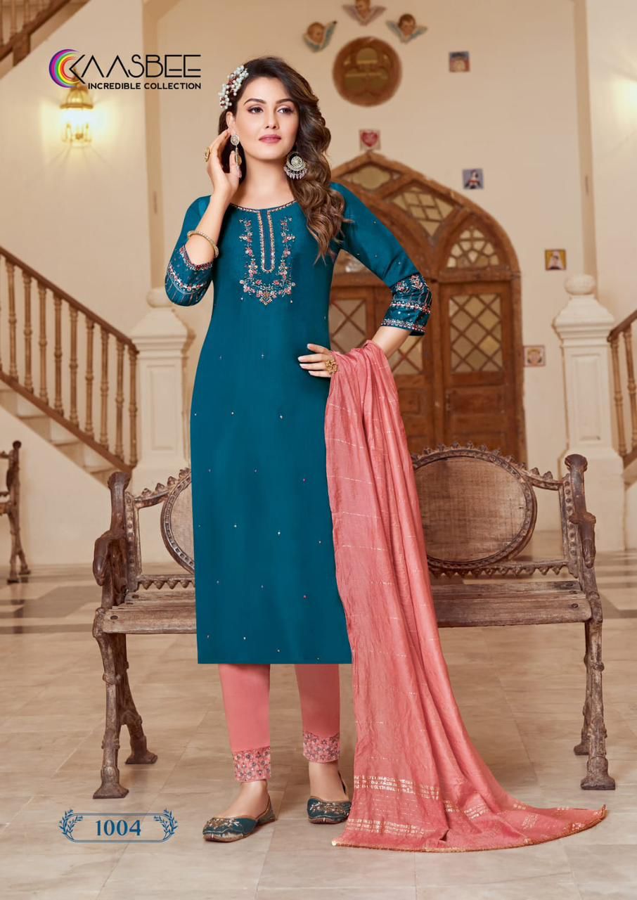 Kaasbee Shanvi Trending Fancy Ethnic Wear Wholesale Kurti Pant With Dupatta Collection